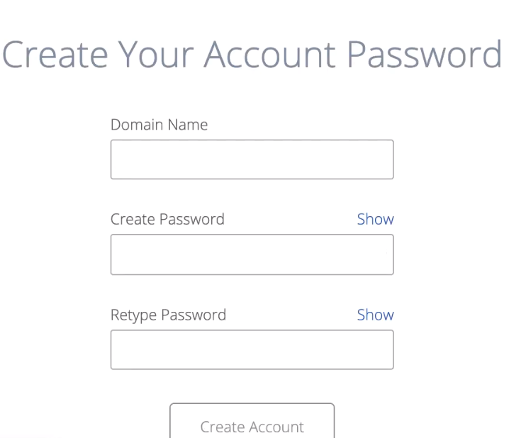 BlueHost account creation