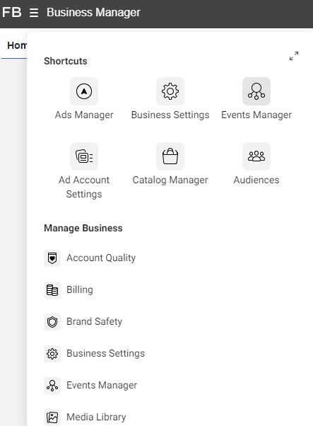 Facebook business manager tabs