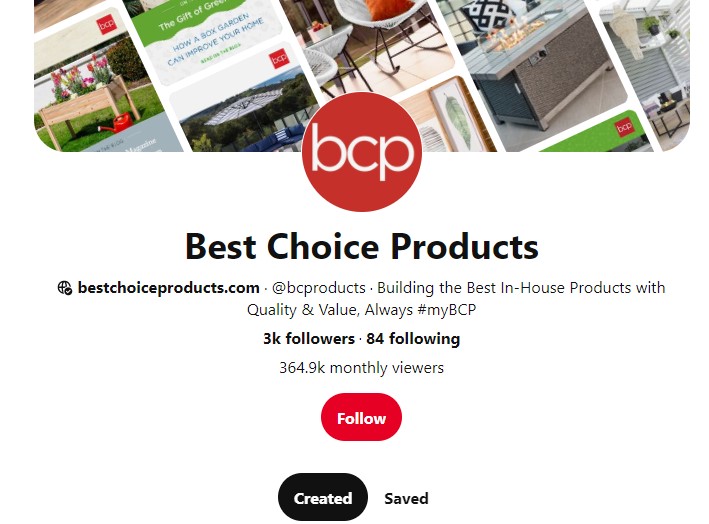 BestChoiceProducts Pinterest profile