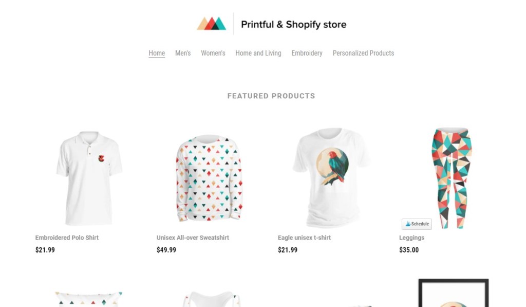 Printful app for Shopify print-on-demand, dropshipping, and warehousing service