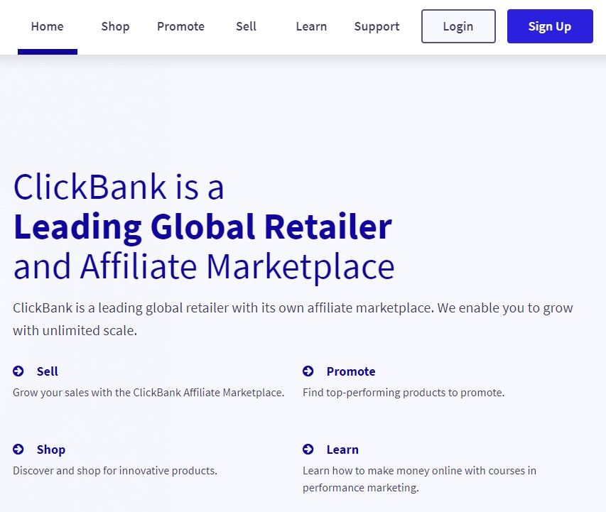 ClickBank homepage