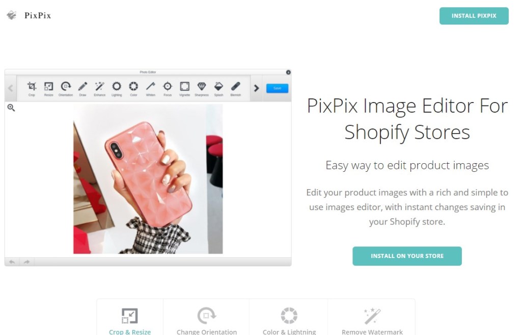 PixPix Image Editor Shopify app