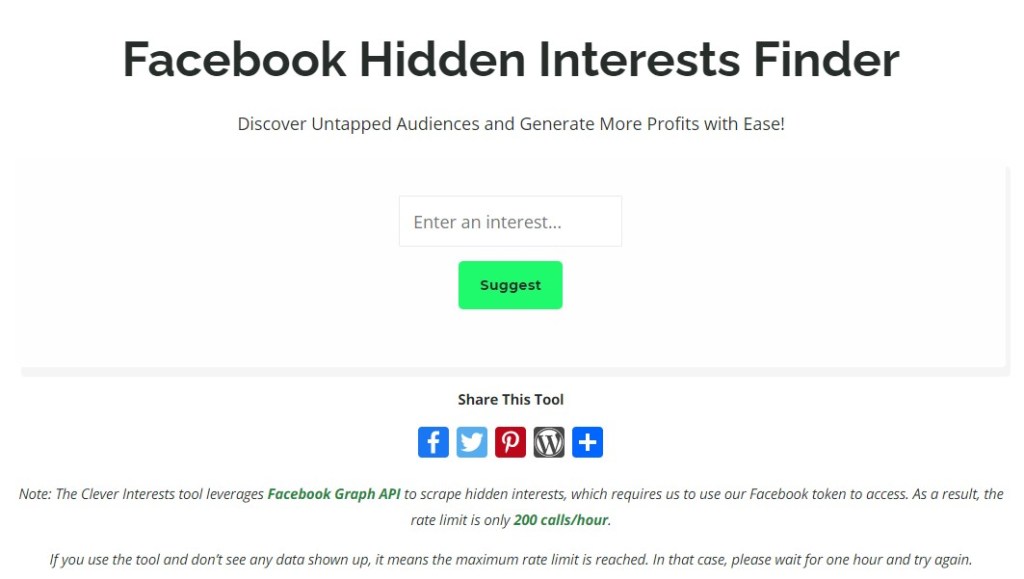 Facebook Hidden Interest Finders