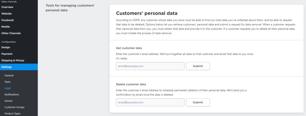 Ecwid customer data management tool