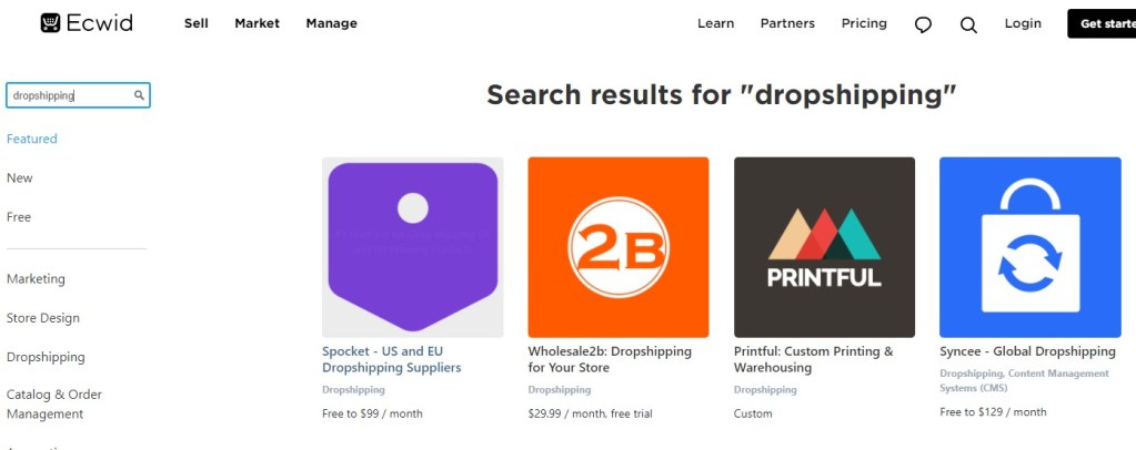 Ecwid dropshipping apps
