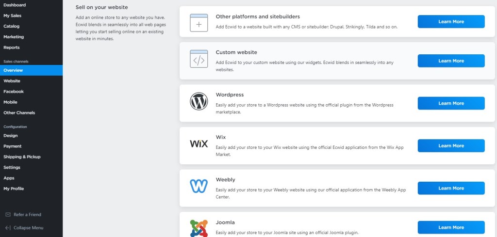 Ecwid integration with other websites