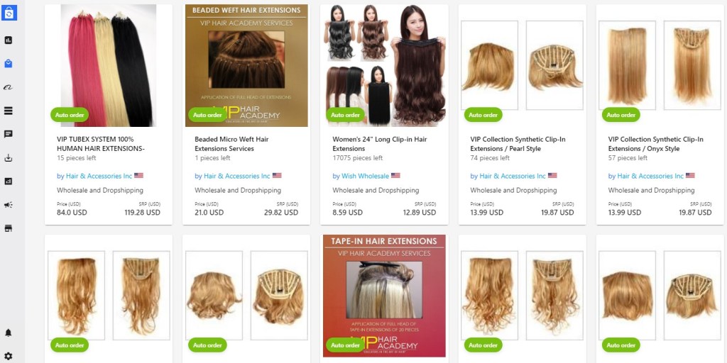 Hair extensions dropshipping products on Syncee