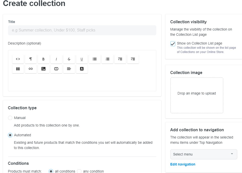 ShopBase collection editor