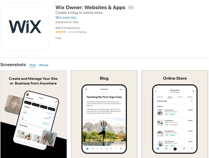 Wix owner app