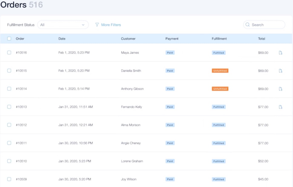 Wix store order management