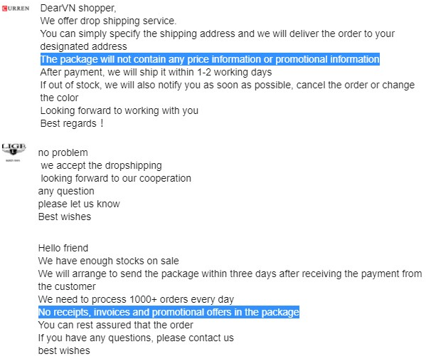 AliExpress sellers accept blind dropshipping