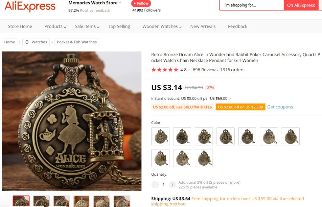 Pocket watch dropshipping product example