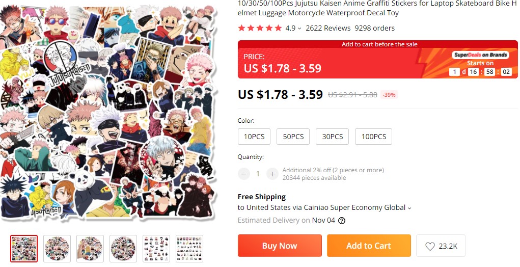 Anime stickers dropshipping product ideas