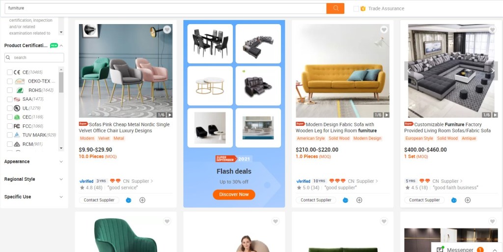 Alibaba furniture dropshipping supplier