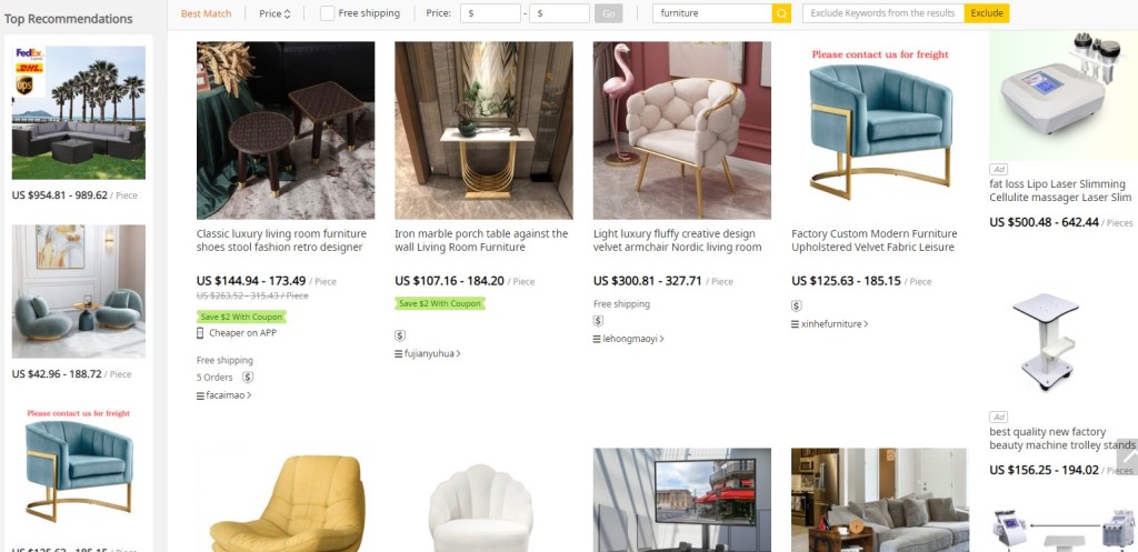 DHgate furniture dropshipping supplier
