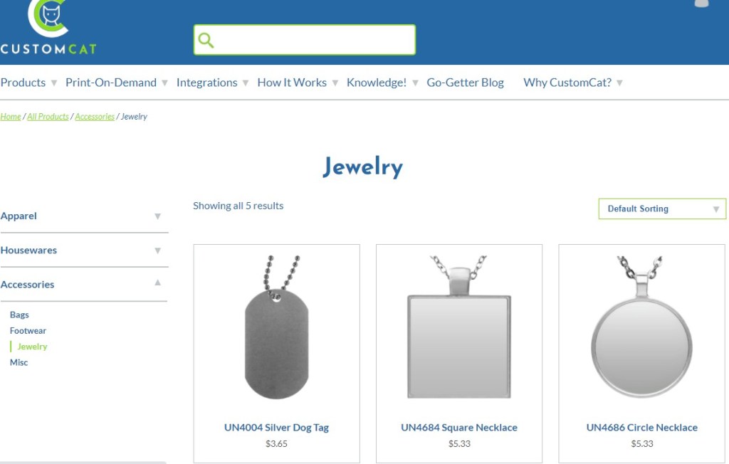 CustomCat jewelry & watches print-on-demand dropshipping supplier