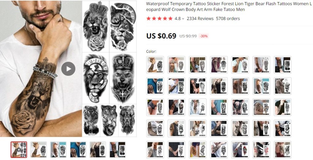 Waterproof tattoo stickers dropshipping product ideas