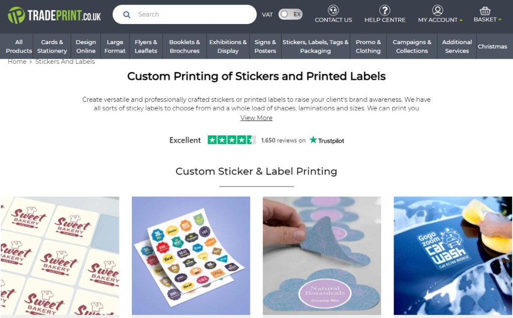 TradePrint sticker & decal print-on-demand company