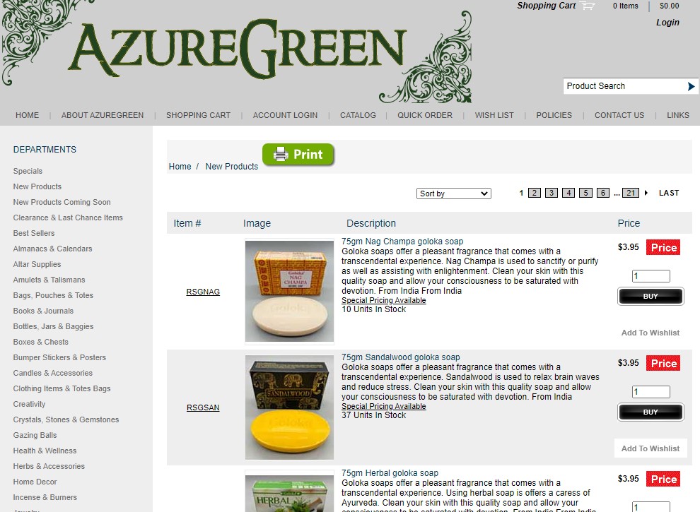 Azure Green spiritual, new-age, & metaphysical dropshipping suppliers