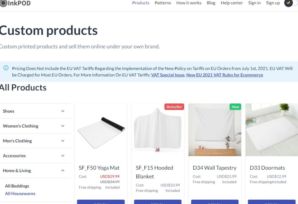 InkPOD doormat & rug print-on-demand company