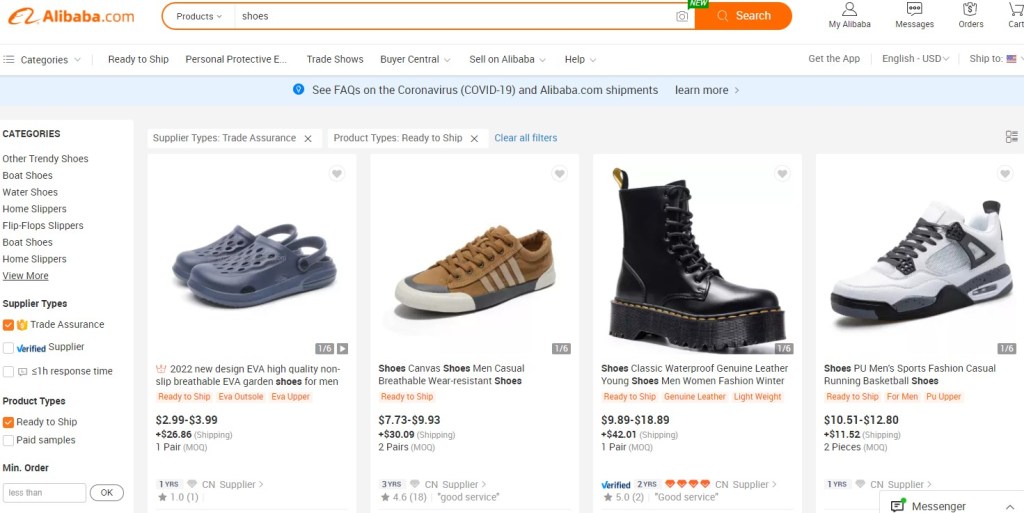 Alibaba shoe & sneaker wholesaler