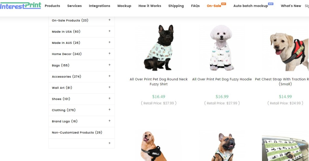 InterestPrint dog product & dog clothing print-on-demand company