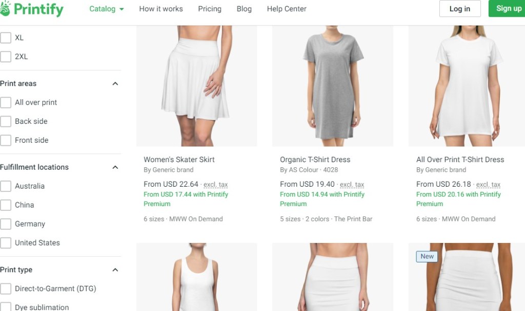 Printify skirt & dress print-on-demand company