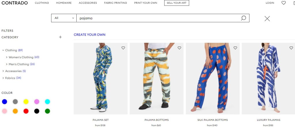 Contrado pajama print-on-demand company