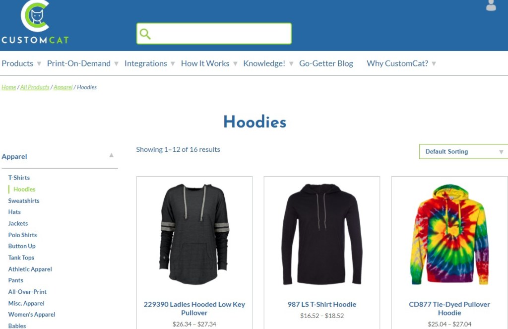 CustomCat hoodie & sweatshirt print-on-demand company