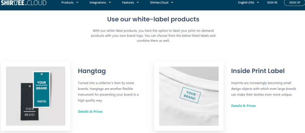 Shirtee private-label/white-label print-on-demand company