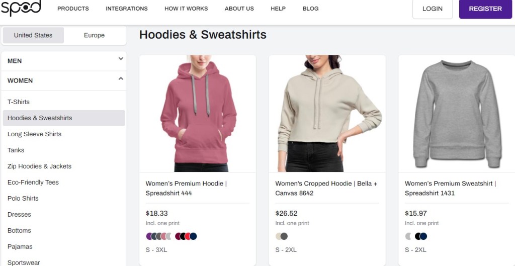 SPOD hoodie & sweatshirt print-on-demand company