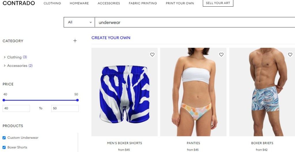 Contrado underwear & panty print-on-demand company