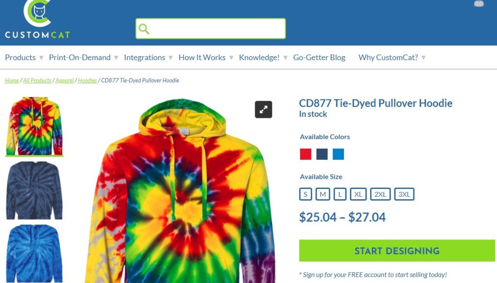 CustomCat tie-dye print-on-demand company