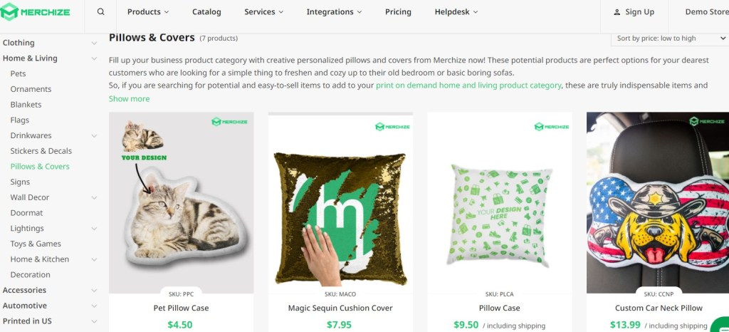 Merchize pillow & cushion print-on-demand company