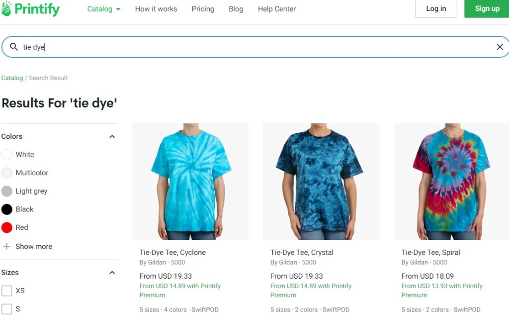 Printify tie-dye print-on-demand company