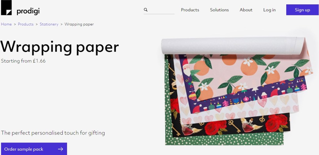 Prodigi gift wrapping paper print-on-demand company