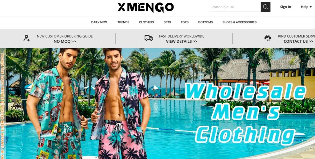 XMenGo men's fashion clothing wholesaler