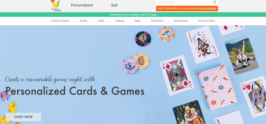 PrinterStudio playing card deck print-on-demand company