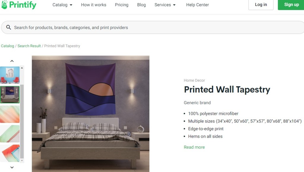 Printify wall tapestry print-on-demand company