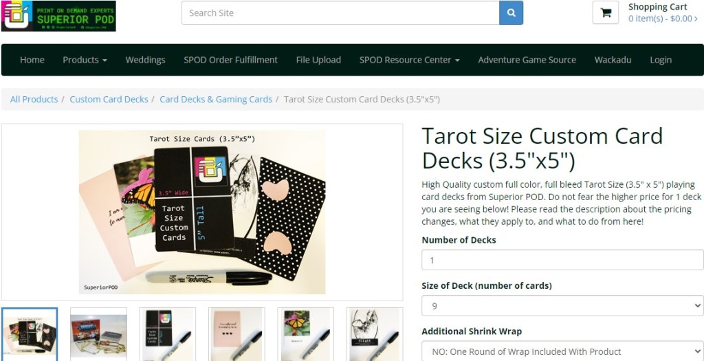 SuperiorPOD affirmation deck & tarot oracle card print-on-demand company