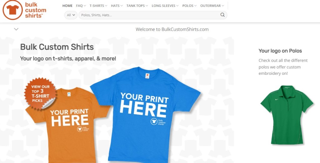 BulkCustomShirts one of the cheapest online custom t-shirt printing companies