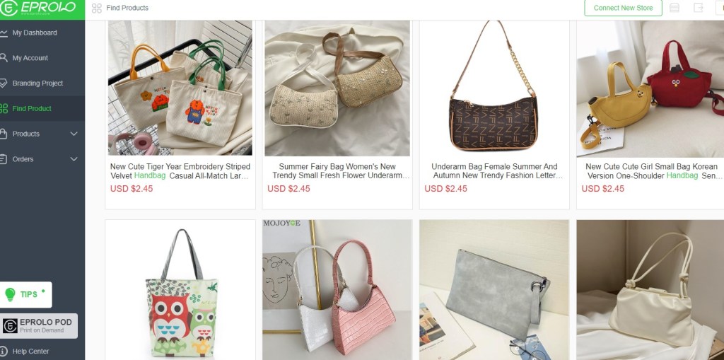 EPROLO tote bag, handbag, purse, & wallet dropshipping supplier