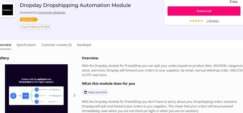 Dropday PrestaShop dropshipping module & supplier