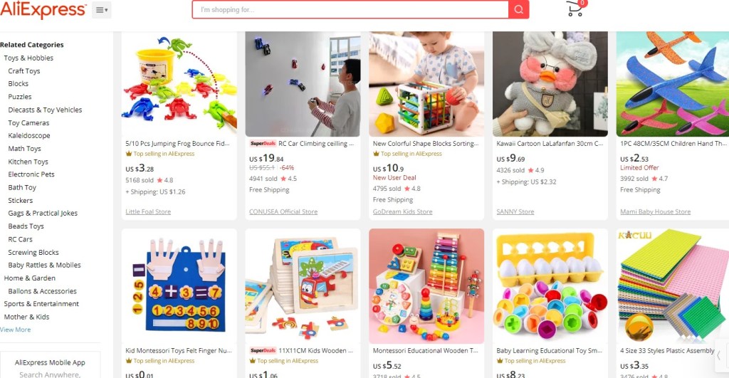AliExpress baby & kids' toys dropshipping supplier