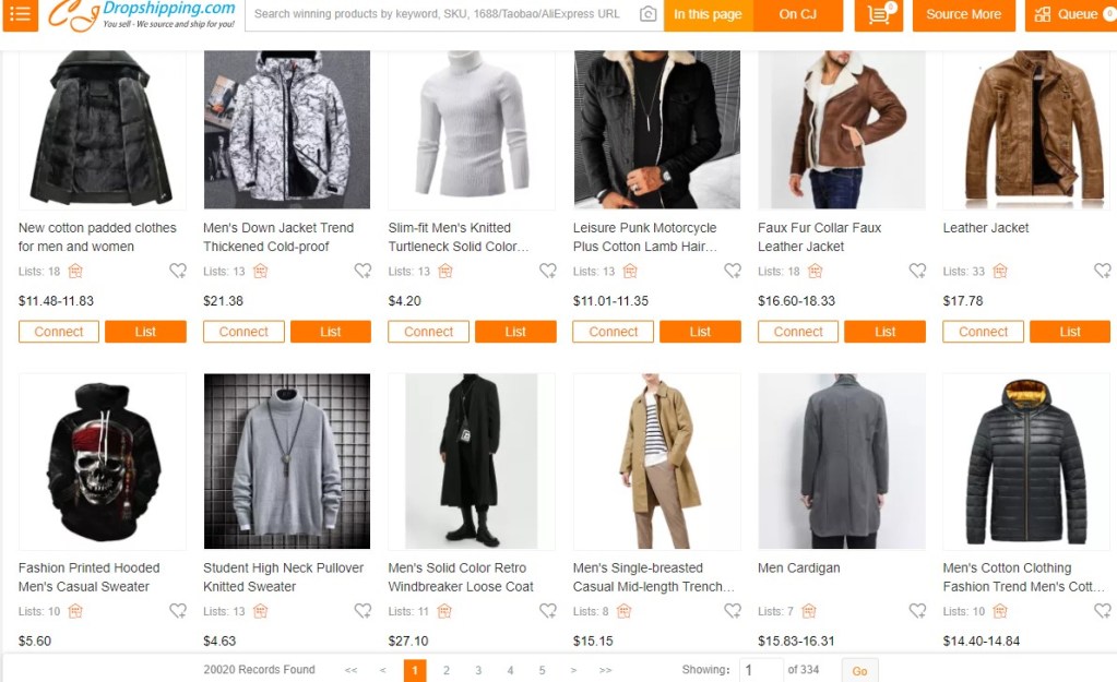 CJDropshipping men's fashion clothing dropshipping supplier