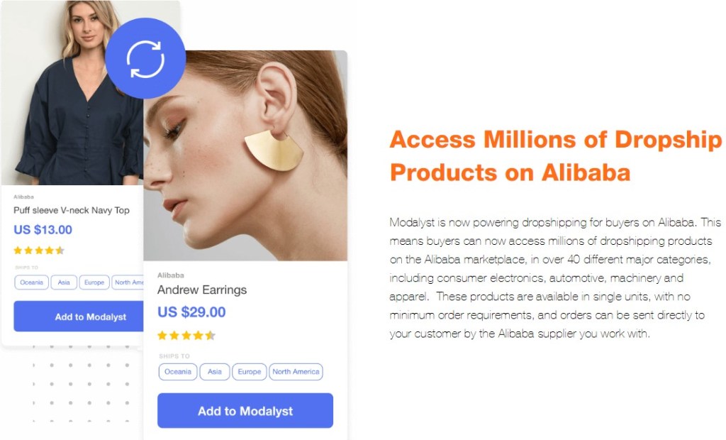 Modalyst Shopify Alibaba dropshipping app