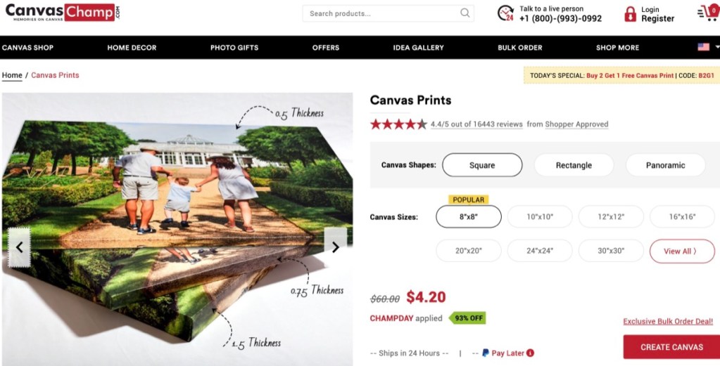 CanvasChamp cheapest online custom canvas printing service & company