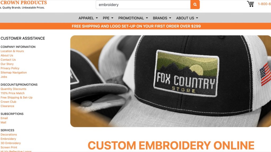 Triple Crown online custom logo embroidery company & service