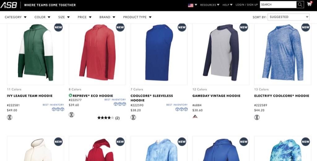 Augusta Sportswear blank hoodie & sweatshirt bulk wholesale supplier