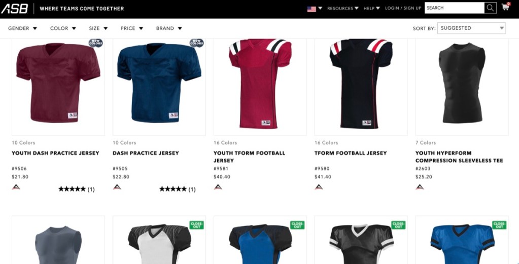 Augusta Sportswear wholesale blank football jersey supplier